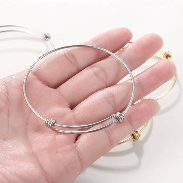 Wholesale Stainless Steel Titanium Steel Coil Pushpull Telescopic Adjustable Electroplated Bracelet
