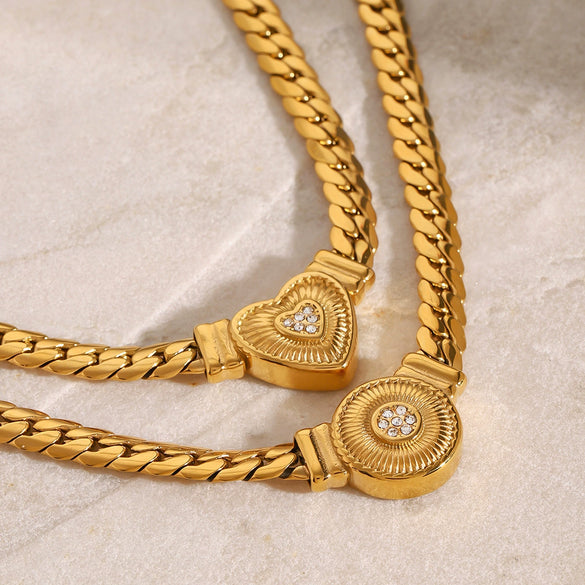 Wholesale Stainless Steel Titanium Steel Geometric Love Pendant Necklace Electroplated For Women