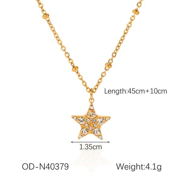 Wholesale Stainless Steel Titanium Steel Necklace With Diamond Set Water Drop Fourleaf Clover Fivepointed Star Pendant Minimalist Style