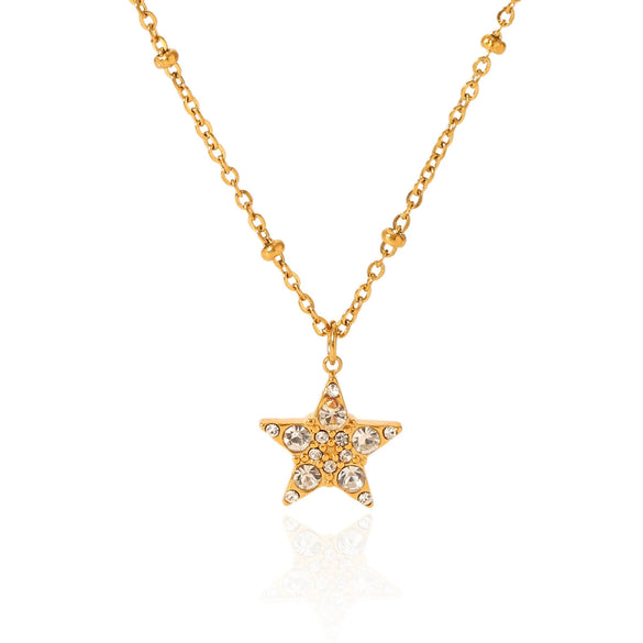 Wholesale Stainless Steel Titanium Steel Necklace With Diamond Set Water Drop Fourleaf Clover Fivepointed Star Pendant Minimalist Style