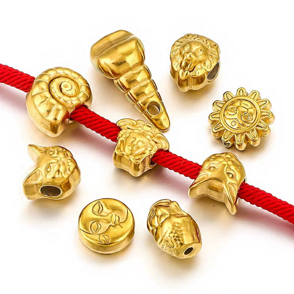 Wholesale Stainless Steel Totem Patterned Drum Beads Style Beaded Jewelry Pendant Bracelet Accessories With Electroplating