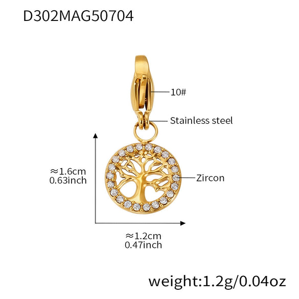 Wholesale Stainless Steel Tree Of Life Zircon Inlaid Geometric Pattern Diy Multiaccessory Bracelet 18K Real Gold Plated For Women