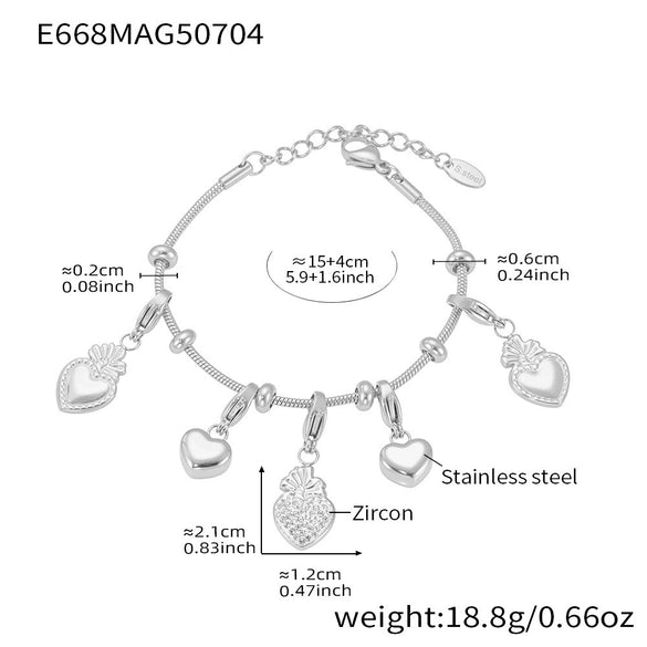 Wholesale Stainless Steel Tree Of Life Zircon Inlaid Geometric Pattern Diy Multiaccessory Bracelet 18K Real Gold Plated For Women