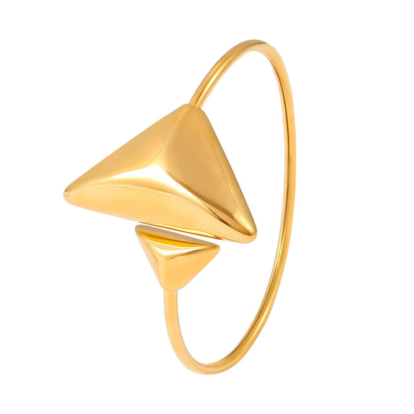 Wholesale Stainless Steel Triangle Opening Bracelet Accessories Simple Geometric Style 18K Gold Plated