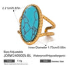 Wholesale Stainless Steel Turquoise Natural Stone Ring With Electroplating For Women High End Niche Style Geometric Design