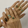Wholesale Stainless Steel Turquoise Natural Stone Ring With Electroplating For Women High End Niche Style Geometric Design