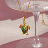 Wholesale Stainless Steel Turtle Pendant Necklace With Cross Chain And Electroplating Processing