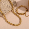 Wholesale Stainless Steel Twist Chain Necklace And Stackable Bracelet Set For Women 18K Gold Electroplated With Geometric Design