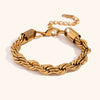 Wholesale Stainless Steel Twist Chain Necklace And Stackable Bracelet Set For Women 18K Gold Electroplated With Geometric Design