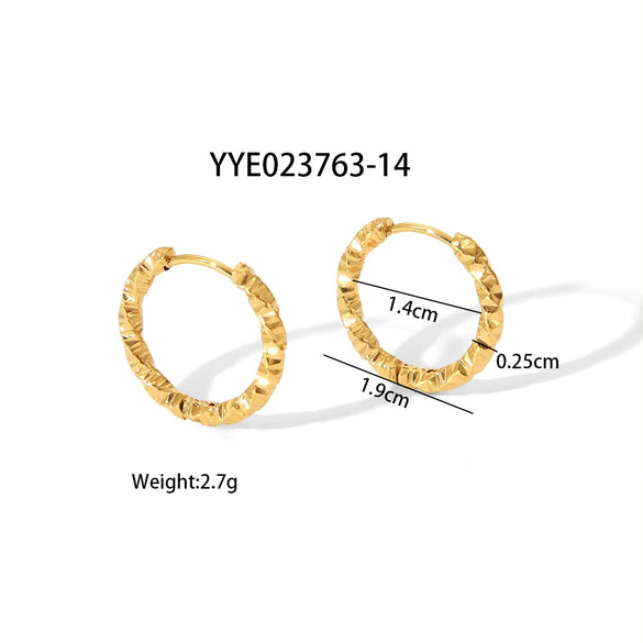 Wholesale Stainless Steel Twist Flower Plain Hoop Earrings With Pvd Furnace Real Gold Electroplating