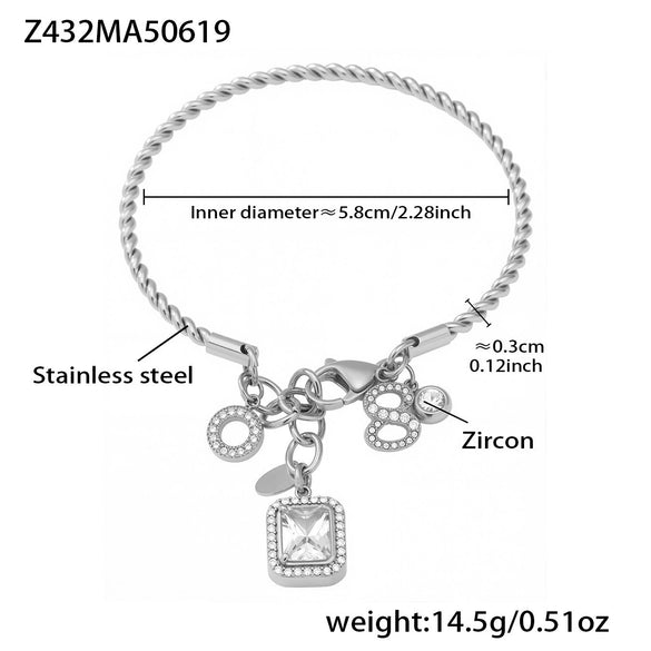 Wholesale 316L Stainless Steel Twist Thin Circle Bracelet With Electroplating And Geometric Style
