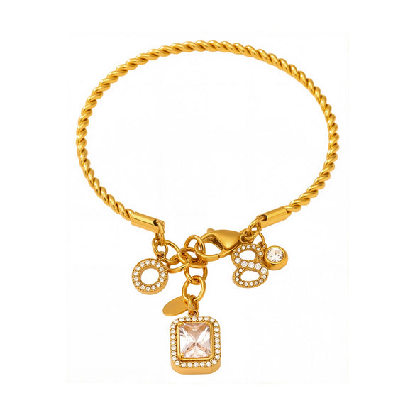 Wholesale 316L Stainless Steel Twist Thin Circle Bracelet With Electroplating And Geometric Style