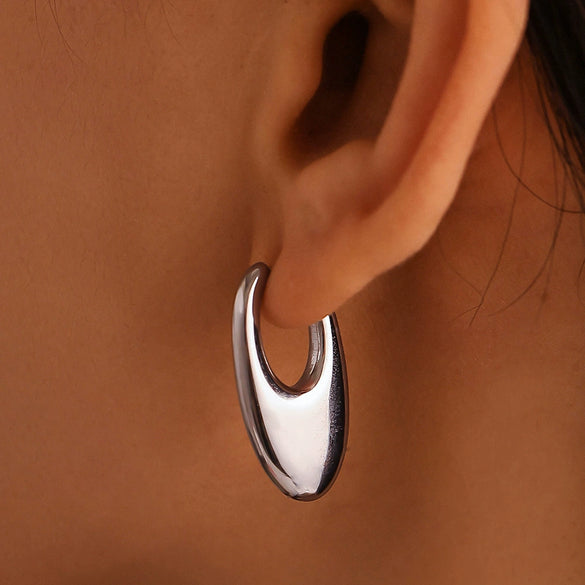 Wholesale Stainless Steel U Shaped Earrings With Fine Polishing And Pvd Electroplating Geometric Pattern For Women
