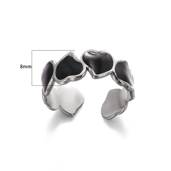 Wholesale Stainless Steel Unisex Geometric Wave Electroplated Adjustable Open Ring Jewelry