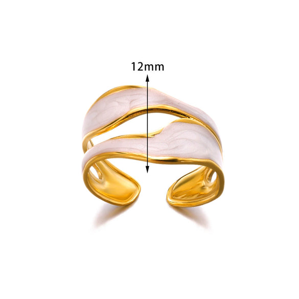 Wholesale Stainless Steel Unisex Geometric Wave Electroplated Adjustable Open Ring Jewelry