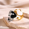 Wholesale Stainless Steel Unisex Geometric Wave Electroplated Adjustable Open Ring Jewelry