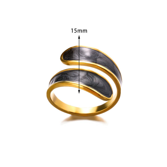 Wholesale Stainless Steel Unisex Geometric Wave Electroplated Adjustable Open Ring Jewelry