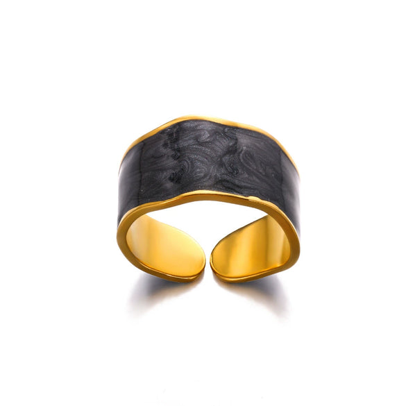 Wholesale Stainless Steel Unisex Geometric Wave Electroplated Adjustable Open Ring Jewelry
