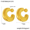 Wholesale 316L Stainless Steel Ushape Geometric Hollow Hightexture Pvd Plated 18K Gold Niche Style Women's Earrings