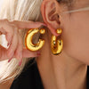 Wholesale 316L Stainless Steel Ushape Geometric Hollow Hightexture Pvd Plated 18K Gold Niche Style Women's Earrings