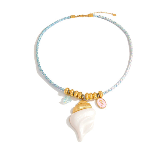 Wholesale Stainless Steel Ushaped Conch Pendant Colorful Rope Braided Clavicle Chain Necklace Electroplated Light Luxury Animal Style Unisex