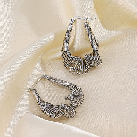 Wholesale Stainless Steel Ushaped Geometric Electroplated Stylish Popular Exaggerated Asymmetrical Lines Women's Earrings