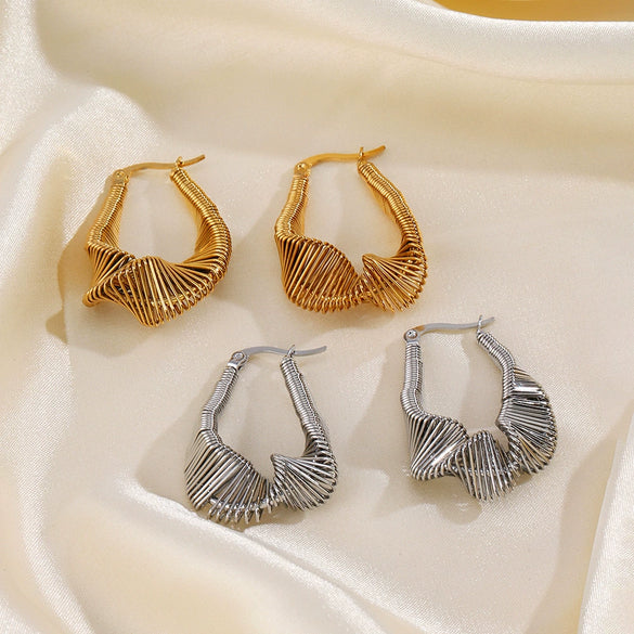 Wholesale Stainless Steel Ushaped Geometric Electroplated Stylish Popular Exaggerated Asymmetrical Lines Women's Earrings