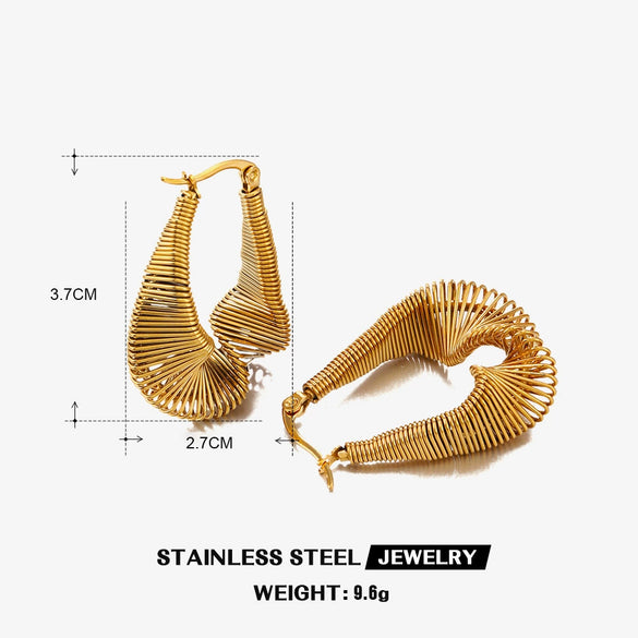 Wholesale Stainless Steel Ushaped Geometric Electroplated Stylish Popular Exaggerated Asymmetrical Lines Women's Earrings