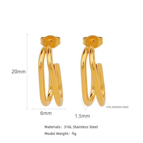 Wholesale Stainless Steel Ushaped Geometric Electroplating Women's Earrings