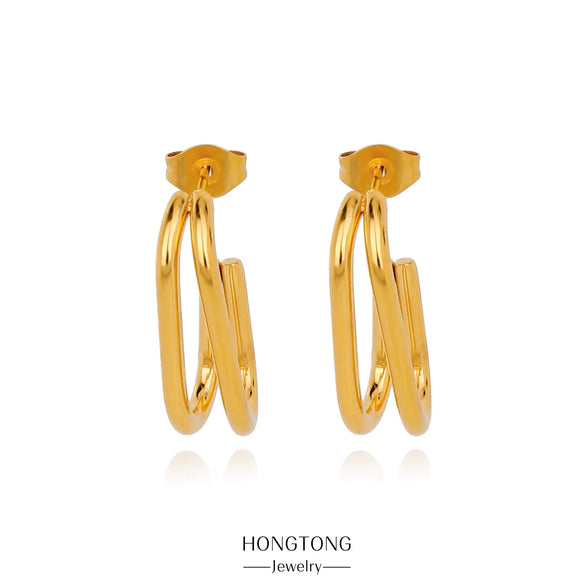 Wholesale Stainless Steel Ushaped Geometric Electroplating Women's Earrings