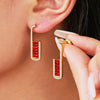 Wholesale Stainless Steel Ushaped Geometric Women's Earrings With Electroplating Process And Emerald Zircon