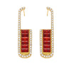 Wholesale Stainless Steel Ushaped Geometric Women's Earrings With Electroplating Process And Emerald Zircon