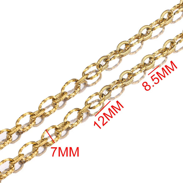 Wholesale Stainless Steel Vacuum Gold Electroplated Spiral Chain For Necklace And Bracelet Hip Hop Style
