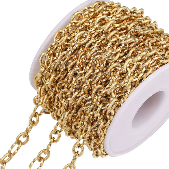 Wholesale Stainless Steel Vacuum Gold Electroplated Spiral Chain For Necklace And Bracelet Hip Hop Style