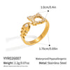 Wholesale Stainless Steel Vacuumplated 18K Gold Sweet Style Rhinestone Puppy And Kitten Open Ring For Women Highend Jewelry