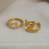 Wholesale Stainless Steel Vacuumplated 18K Gold Sweet Style Rhinestone Puppy And Kitten Open Ring For Women Highend Jewelry