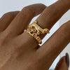 Wholesale Stainless Steel Vacuumplated 18K Gold Sweet Style Rhinestone Puppy And Kitten Open Ring For Women Highend Jewelry