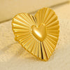 Wholesale Stainless Steel Vintage Exaggerated Heart Shape Electroplated Earrings And Ring Set For Women