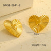 Wholesale Stainless Steel Vintage Exaggerated Heart Shape Electroplated Earrings And Ring Set For Women