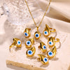 Wholesale Stainless Steel Water Drop Devil's Eye Pendant Set With Ball Bead Chain And Electroplating