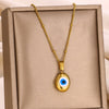 Wholesale Stainless Steel Water Drop Devil's Eye Pendant Set With Ball Bead Chain And Electroplating