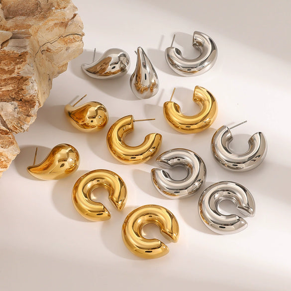 Wholesale Stainless Steel Water Drop Geometric Earrings For Women With Electroplating Treatment