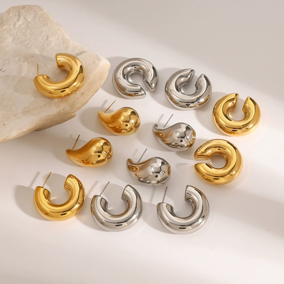 Wholesale Stainless Steel Water Drop Geometric Earrings For Women With Electroplating Treatment