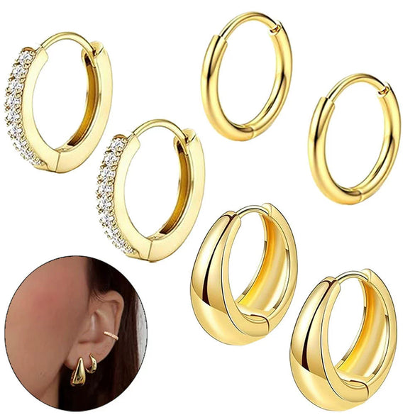 Wholesale Stainless Steel Water Drop Hoop Earrings For Women Electroplated Personality Minimalist Style