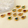 Wholesale Stainless Steel Water Drop Pattern Inlayed 18K Gold Plated Hammered Pendant Jewelry Accessory Charm