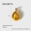 Wholesale Stainless Steel Water Drop Pattern Inlayed 18K Gold Plated Hammered Pendant Jewelry Accessory Charm
