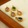 Wholesale Stainless Steel Water Drop Pattern Inlayed 18K Gold Plated Hammered Pendant Jewelry Accessory Charm