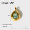 Wholesale Stainless Steel Water Drop Pattern Inlayed 18K Gold Plated Hammered Pendant Jewelry Accessory Charm