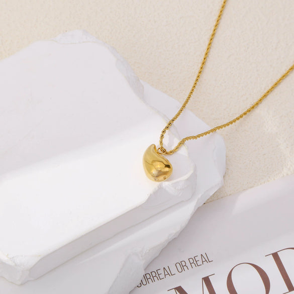Wholesale Stainless Steel Water Drop Pendant Ochain Necklace Electroplated Unisex Simple Nonfading Highend Jewelry