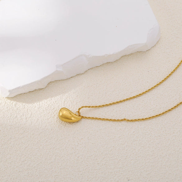 Wholesale Stainless Steel Water Drop Pendant Ochain Necklace Electroplated Unisex Simple Nonfading Highend Jewelry